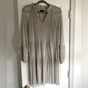 NWOT Silver Shimmer Tiered Mini Dress